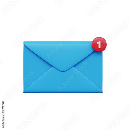 Postal envelope with notice. One Message. 3d render