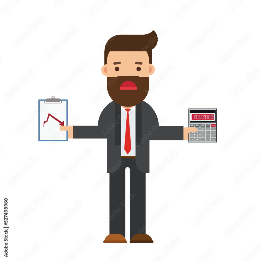 Wealth balance loss and business budget investment business forecast help man with calculator Wealth balance loss and business budget investment business forecast help man with calculator