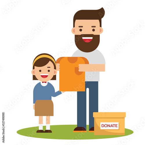 Man with box for charity and donation