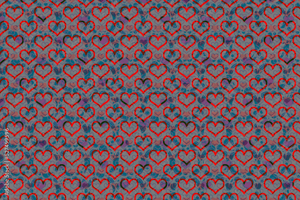 Abstract heart pattern template for fabric, tile design. background .
