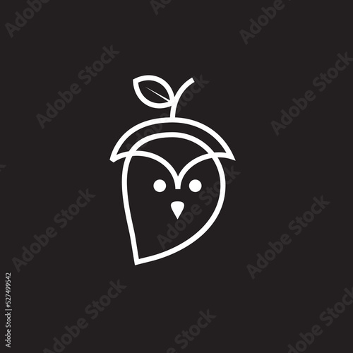 Owl Fruit Vector Logo Design Stock Vector photo