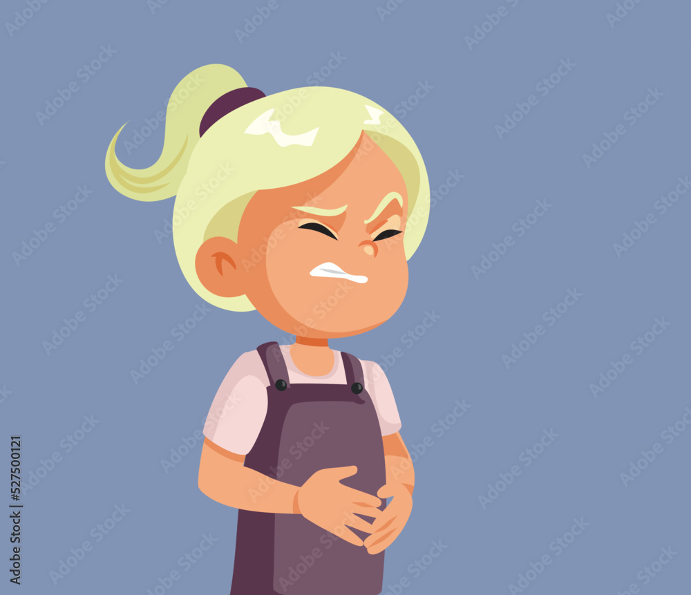 Unhappy Toddler Girl Having a Stomachache Vector Illustration. Little child having problems from gastrointestinal disease
Unhappy Toddler Girl Having a Stomachache Vector Illustration. Little child having problems from gastrointestinal disease