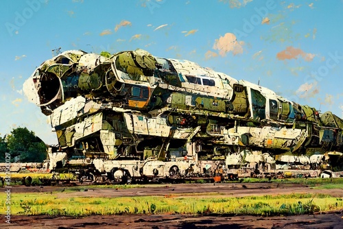 Clipart of a scene with imaginary huge machine.