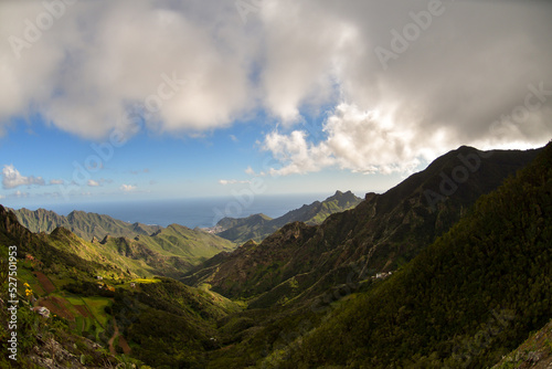 A beautiful landscape view of Sun Setting on the Atlantic Ocean in Tenerife Canary Island Spain