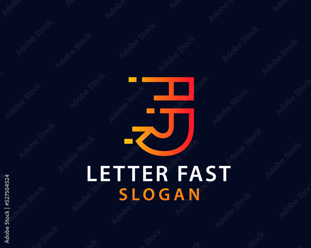 Simple gradient letter J fast logo design template on black background. Suitable for any brand logo. Simple gradient letter J fast logo design template on black background. Suitable for any brand logo.