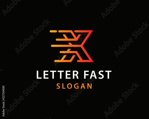 Simple gradient letter X fast logo design template on black background. Suitable for any brand logo. © Aalieff