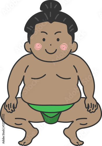 まわしを締めた、外国人力士のイラスト