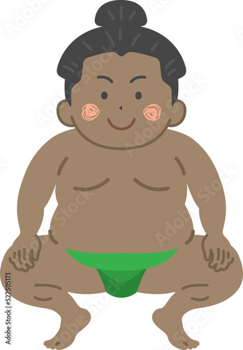 まわしを締めた、外国人力士のイラスト
