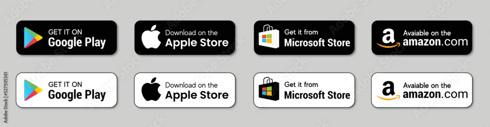 App store google play microsoft  button set Vector Image