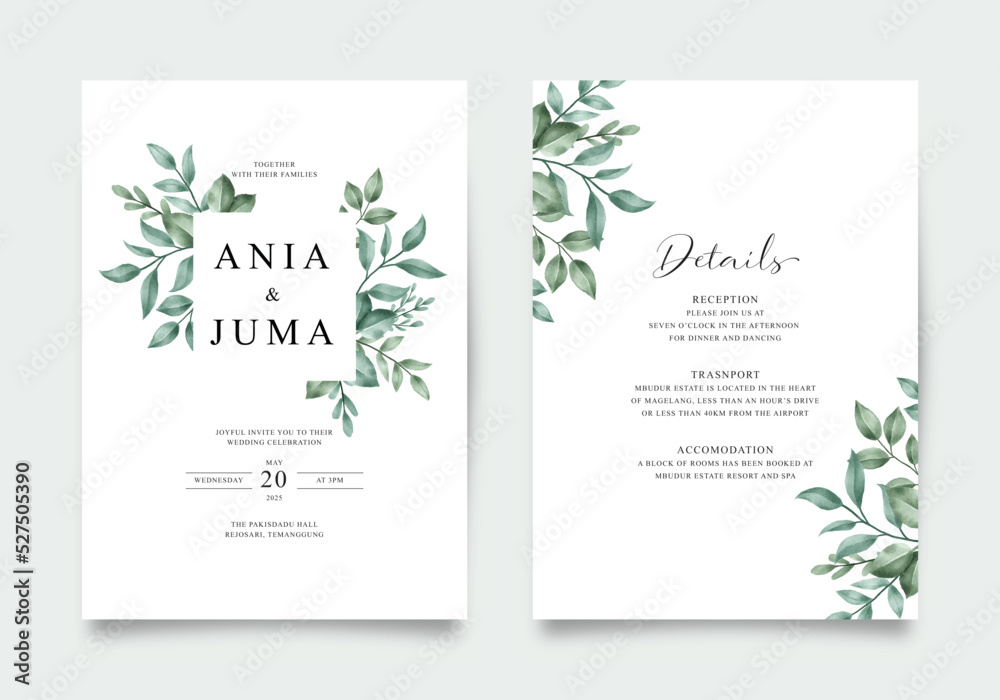 Foliage wedding invitation template
