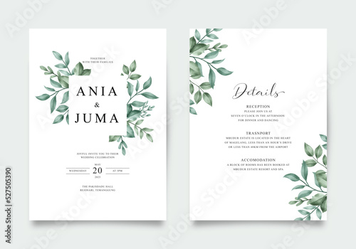 Foliage wedding invitation template