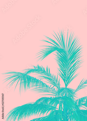 3D Teal palm tree