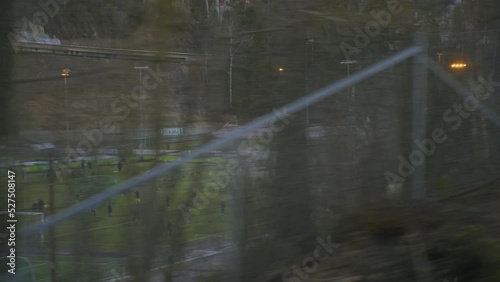 School Soccer fields seen from train to Oslo Vinterpark, Grakammen, Sentrum city centre photo