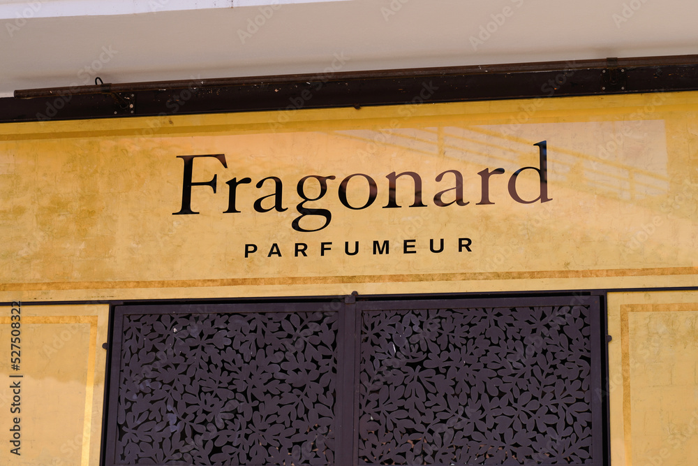 Fragonard perfumery logo sign and brand text on store facade Stock