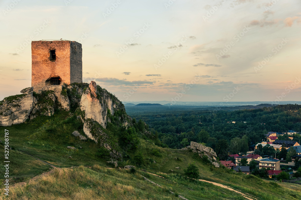 Zamek w Olsztynie, krajobrazy - obrazy, fototapety, plakaty 