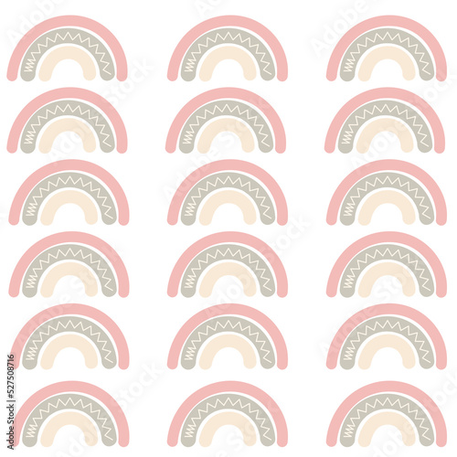 Boho pastel arch rainbows on white background.