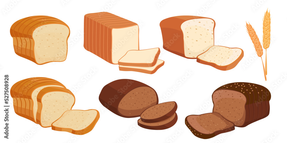 Collection set of food bakery bread Collection set of food bakery bread