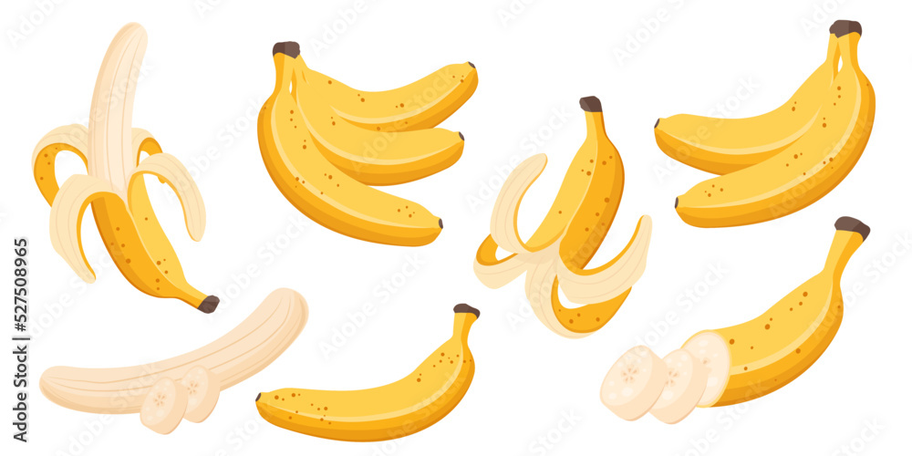 Collection set of fruit cartoon objects banana Collection set of fruit cartoon objects banana