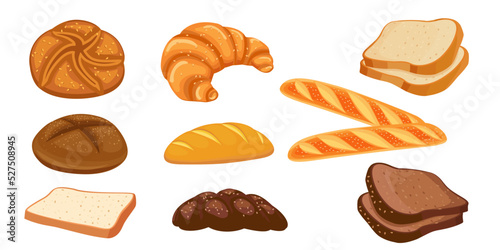 Collection set of food bakery bread
