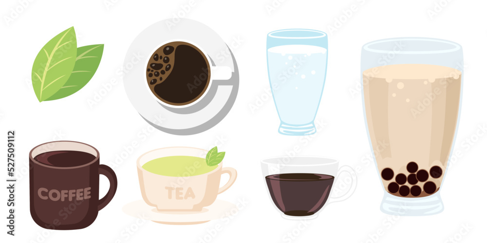 Obraz premium Collection set of drink object coffee cup water glass bubble tea