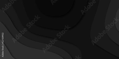 Abstract Paper cut banner concept. Paper carve black background for card poster brochure flyer design in golden lines black colors. Vector illustration. Cover layout template. Material design concept.