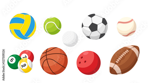 Collection set of sport ball soccer basketball bowling volley ball billiards tennis golf football