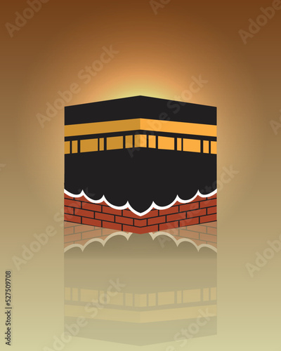 Glowing Holy kaaba in mecca Saudi Arabia  in Golden  Background Vector illustration photo