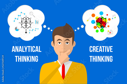 Illustration of a student. Analytical and creative thinking