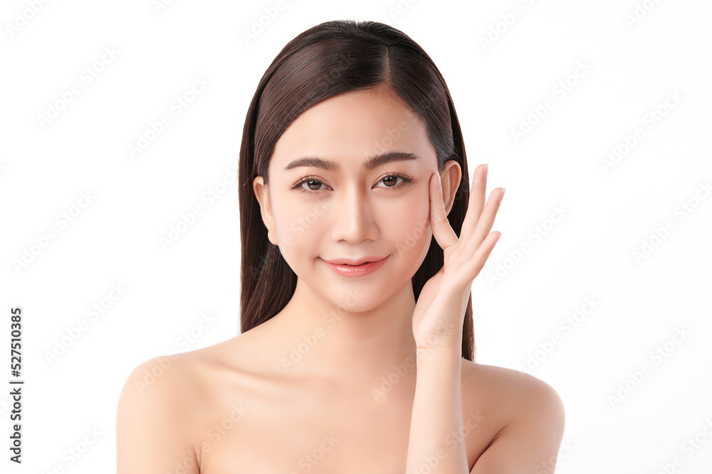 Beautiful young asian woman with clean fresh skin on white background, Face care, Facial treatment, Cosmetology, beauty and spa, Asian women portrait. Beautiful young asian woman with clean fresh skin on white background, Face care, Facial treatment, Cosmetology, beauty and spa, Asian women portrait.