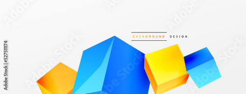 Free Download 3d vector abstract background. Flying cubes composition. Trendy techno business template for wallpaper, banner, background or landing - GFXLoad
