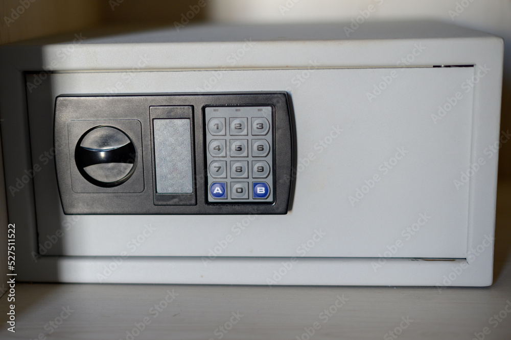 Close-up of small safe.Safe at home or hotel Close-up of small safe.Safe at home or hotel