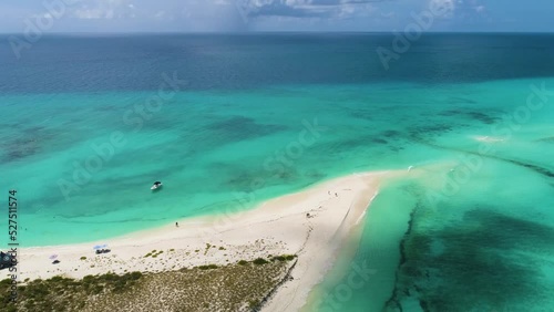 Drone Turn around pristine tropical island, Cayo de Agua Los Roques, national park photo