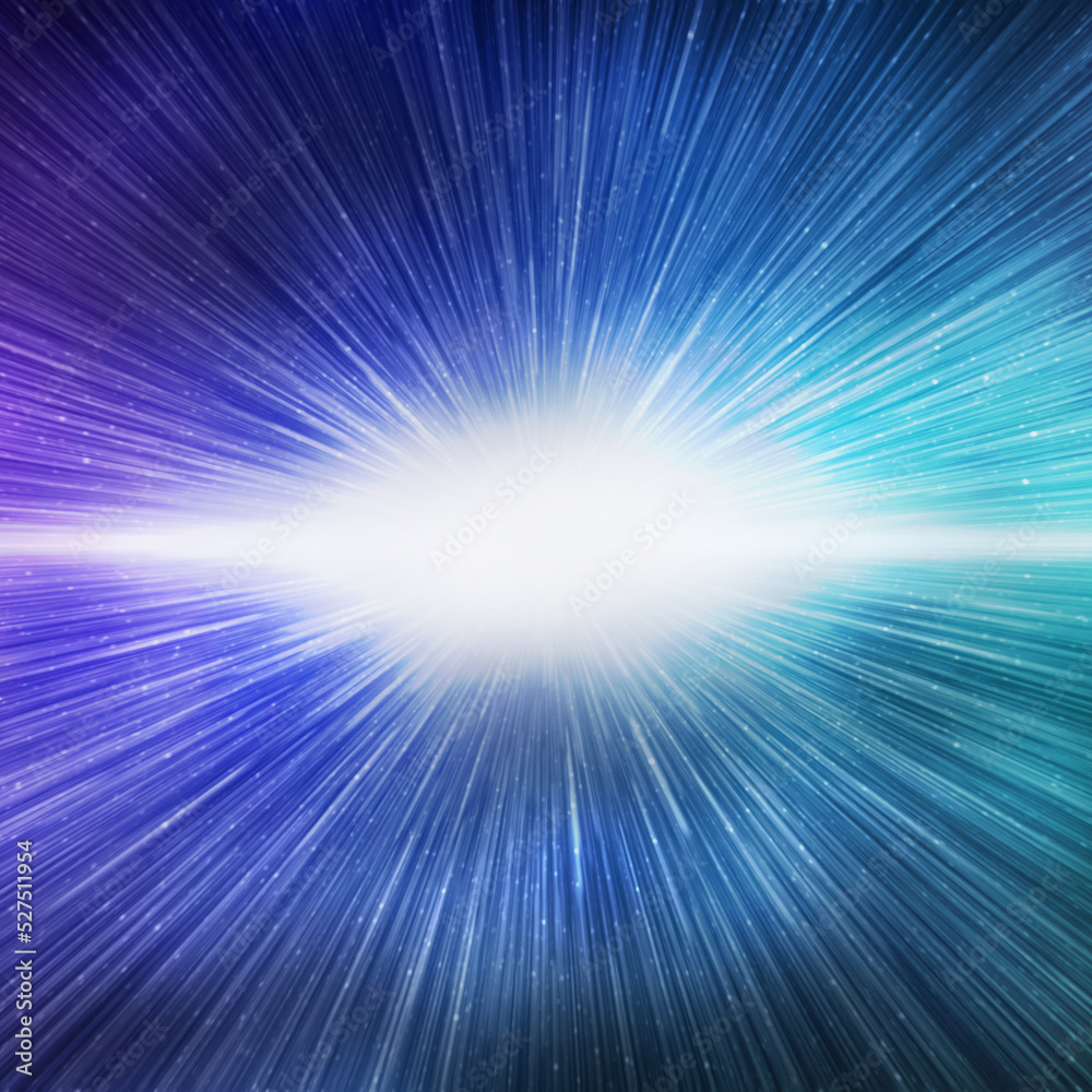 Big bang effect on bright blue galaxy sky, square background Big bang effect on bright blue galaxy sky, square background