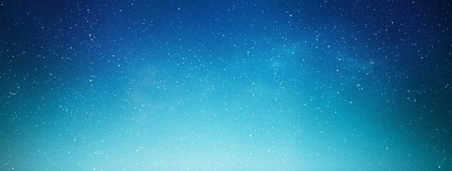 Night starry sky at sunrise. Blue galaxy, horizontal banner