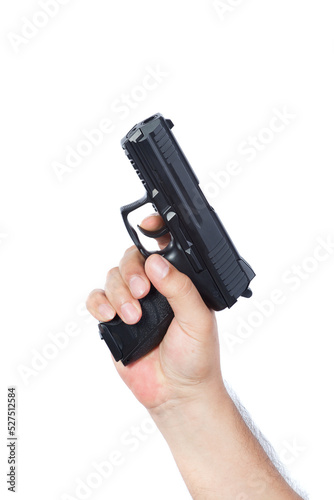 Gun in the hand isolated on white background