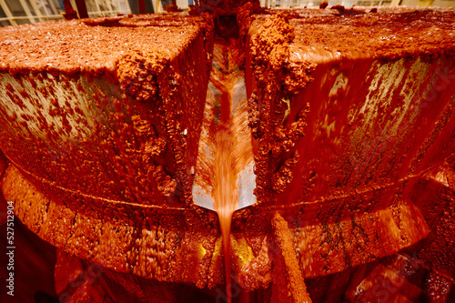 Bright red solid residual of sylvinite in floatation bath photo