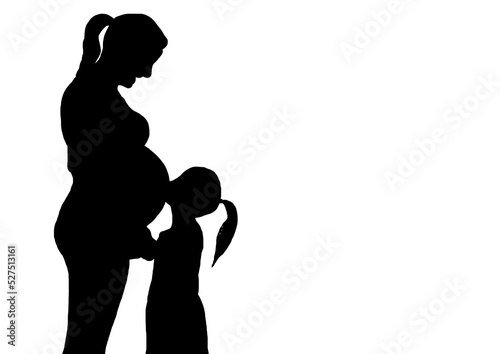 femme enceinte fille baiser ventre maman