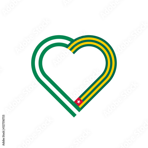 friendship concept. heart ribbon icon of nigeria and togo flags. vector illustration isolated on white background