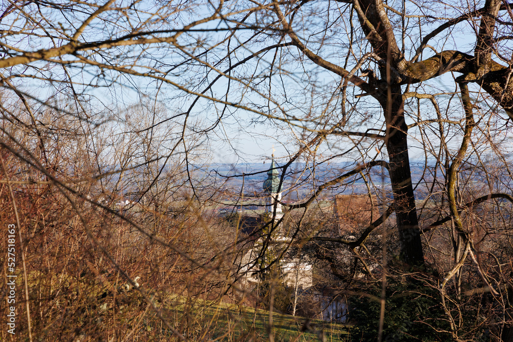 View from the cemetery in Wessobrunn in Bavaria to the town and the monastery View from the cemetery in Wessobrunn in Bavaria to the town and the monastery