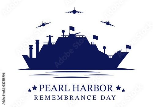Happy Pearl Harbor Remembrance Day on December 7 Template Hand Drawn Cartoon Flat Illustration for National Memorial of Ceremony