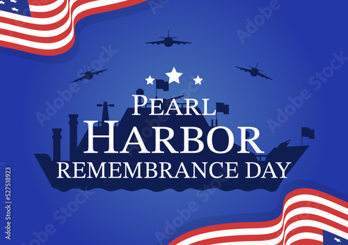 Fotografía Happy Pearl Harbor Remembrance Day on December 7 Template Hand Drawn Cartoon Fla