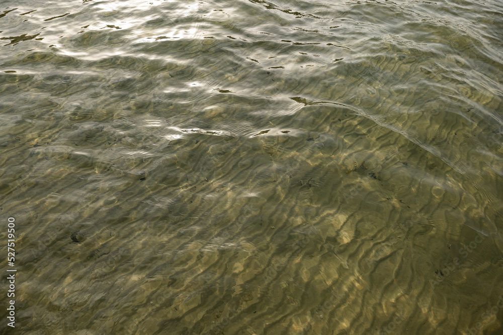 Sand beach. Calm shore. Tranquil and sunny day on vacation. Sandy texture. Pattern. Natural surface. Aqua. Reflection. Deep water. Light. Texture. Pure Sand beach. Calm shore. Tranquil and sunny day on vacation. Sandy texture. Pattern. Natural surface. Aqua. Reflection. Deep water. Light. Texture. Pure