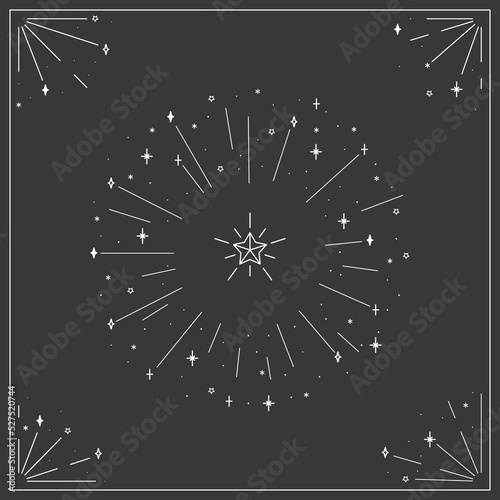 Black and white star pattern scarf Japan kawaii doodle flat cartoon vector illustration
