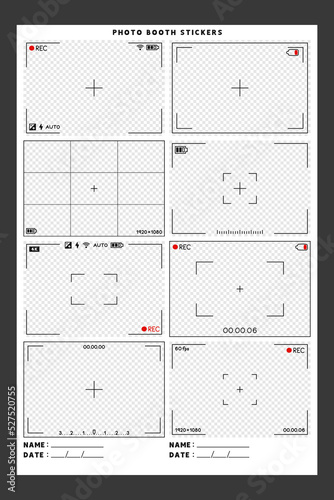 Record video frames and digital photos kawaii cute automatic sticker photo booth vector frame