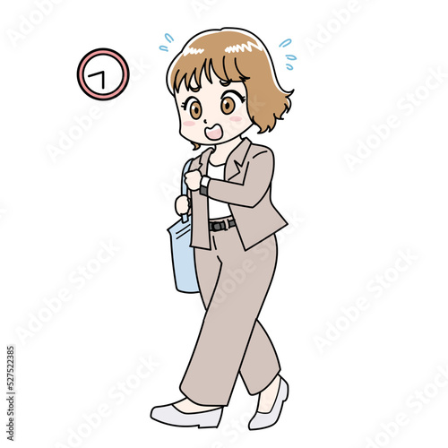 時間を気にするビジネスウーマンのイラスト