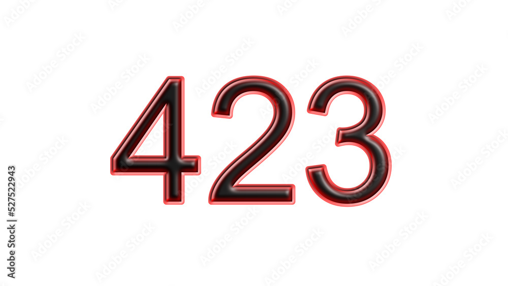 red 423 number 3d effect white background red 423 number 3d effect white background
