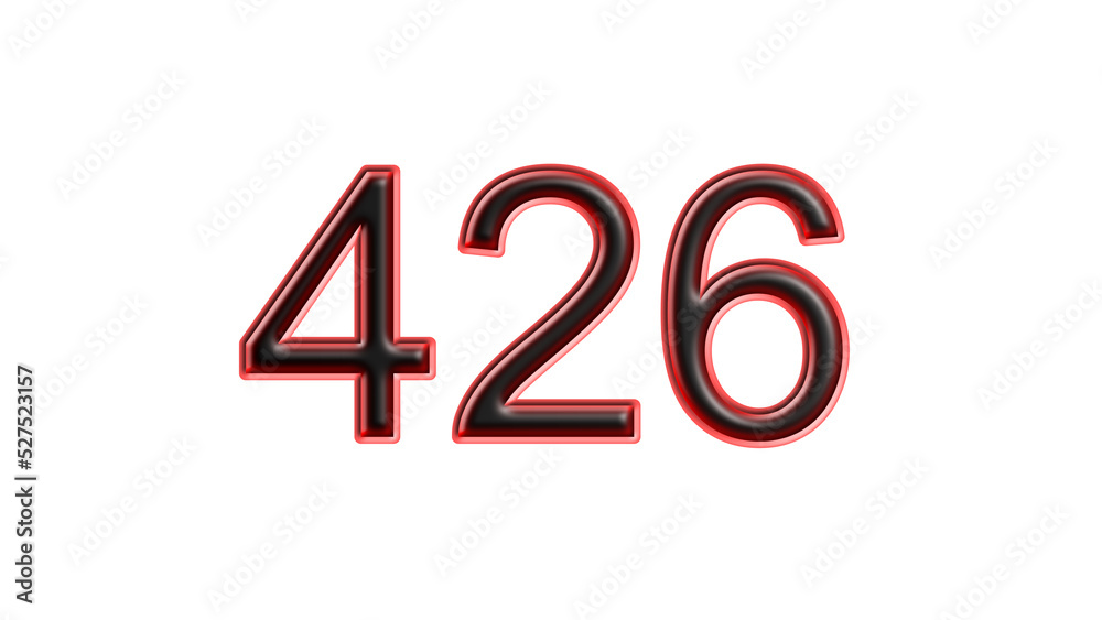 red 426 number 3d effect white background red 426 number 3d effect white background