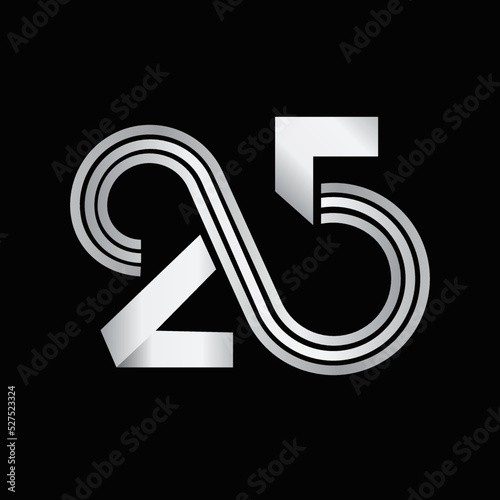 25 years anniversary silver jubilee seamless infinity logo icon unit shiny metal Fototapet