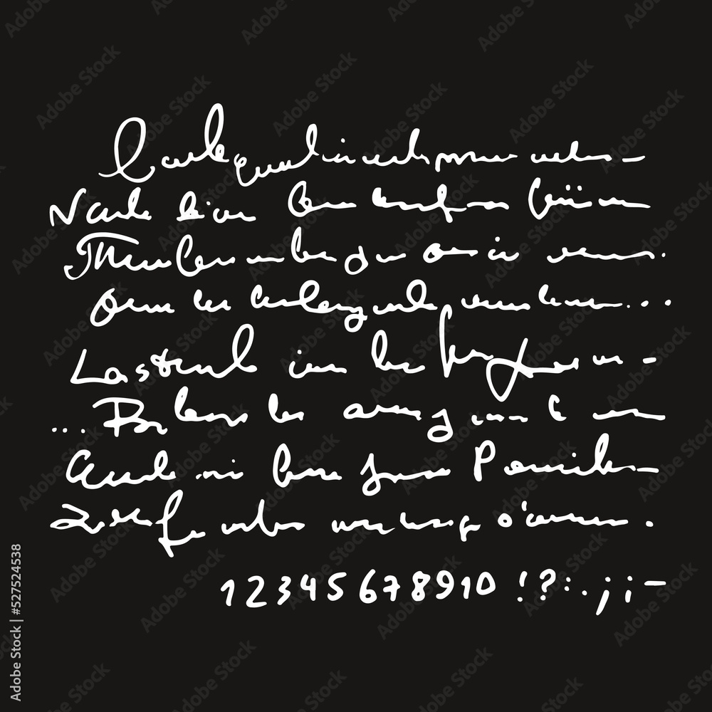 Fototapeta premium Handwritten abstract text illustration, vector monochrome script background