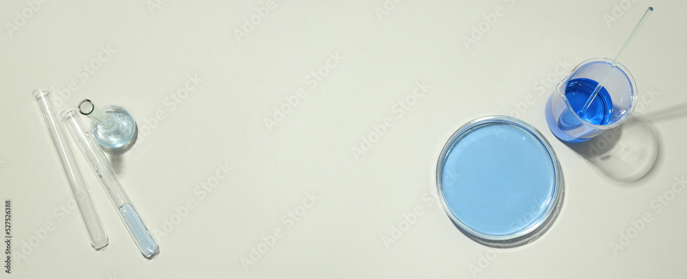 Concept of science and research with laboratory accessories, space for text Concept of science and research with laboratory accessories, space for text